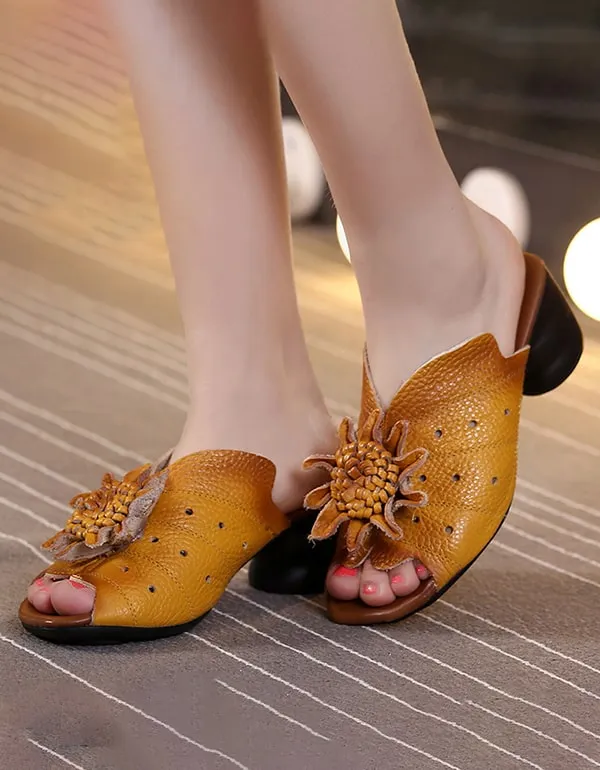 Women's Ethnic Style Flower Chunky Slippers